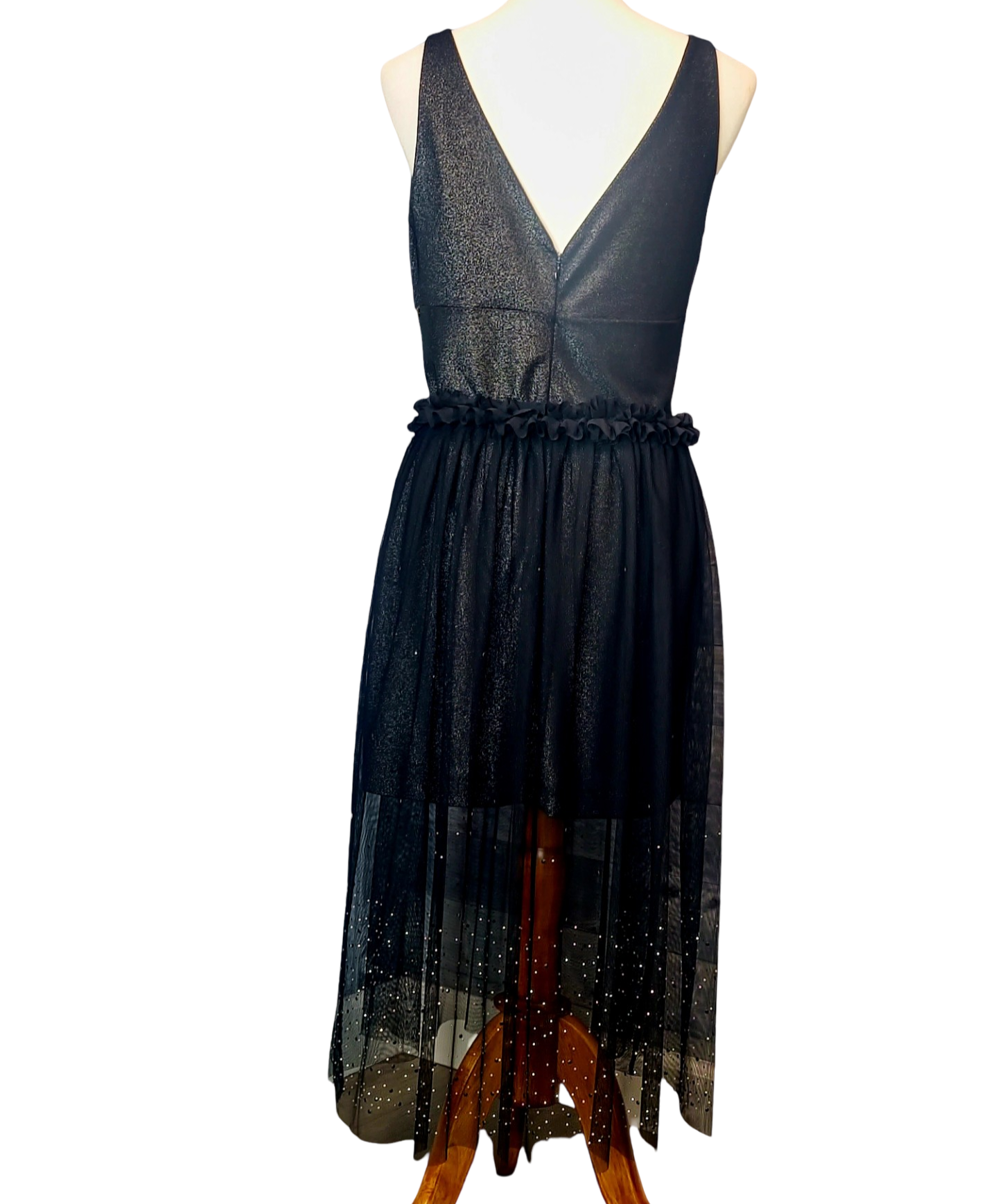 Fabulously and Stretchy Dress. Take your life to the max!!! Be environmentally conscious. This Sexy and stretchy dress is the max. We added mesh fabric with beautiful beads details to create volume and leg coverage. Very feminine...