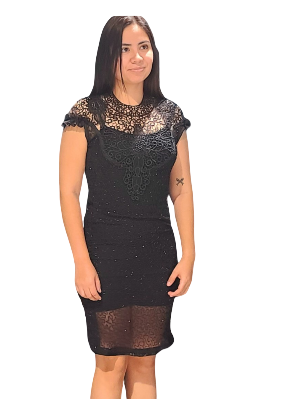 Black Dress Vintage details, sequins, and beads. Re-vamp to a more now a day style. Only the embellishments are left. Beading is beautiful. This is not your mother's dress. Well fitted and sexy style. Pure temptation and so unique...