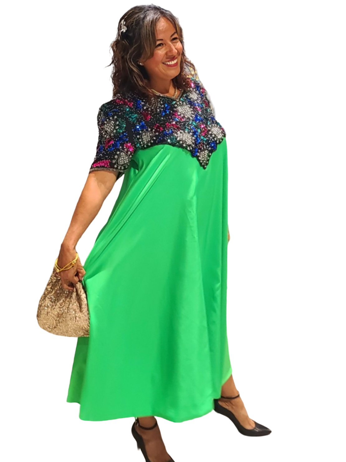 Melody Effortless style. You are a queen, and the world is yours. Take care of it!!! This is a simple solution to look stunning this season. Take it out for a nice upscale dinner party. Top content: beads and sequins vintage style. Hook eyeclosure...