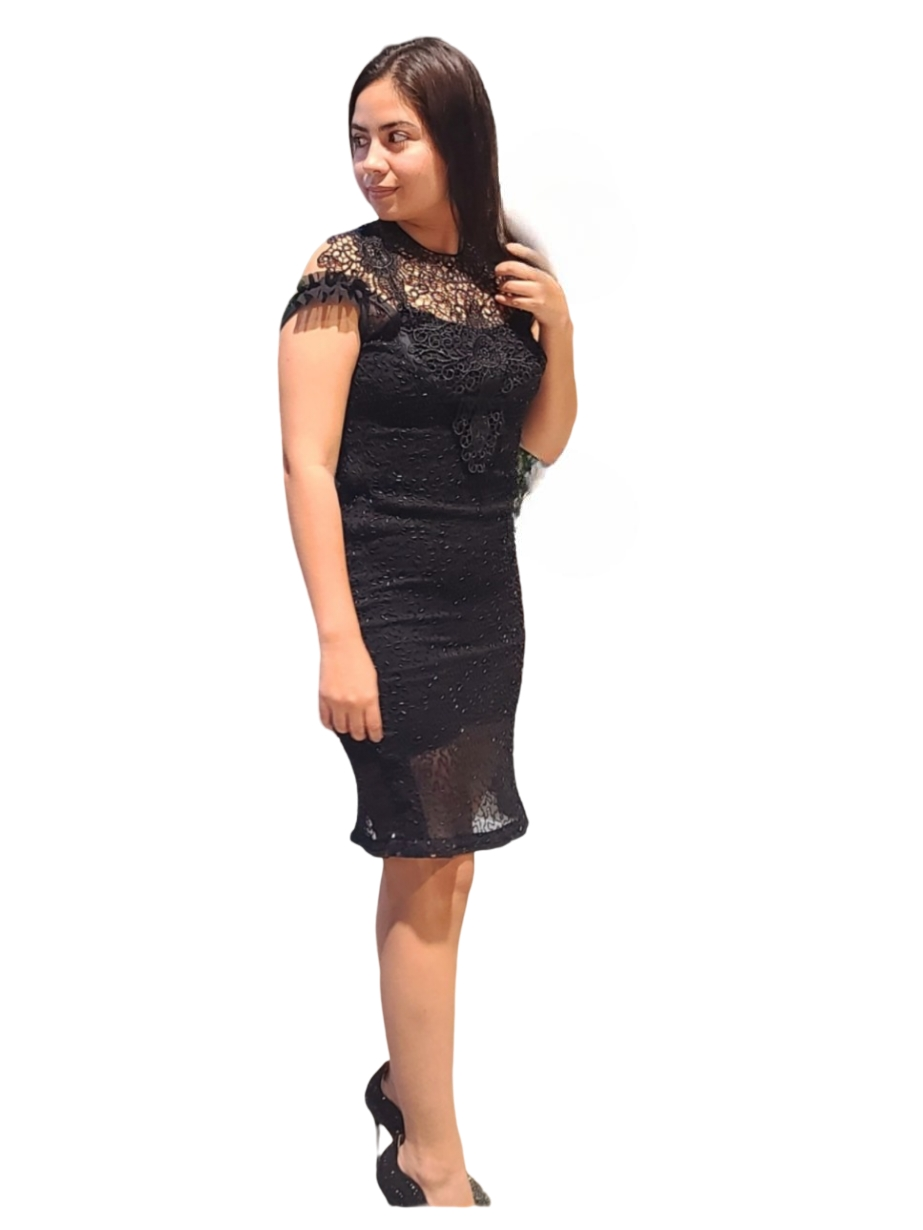 Black Dress Vintage details, sequins, and beads. Re-vamp to a more now a day style. Only the embellishments are left. Beading is beautiful. This is not your mother's dress. Well fitted and sexy style. Pure temptation and so unique...