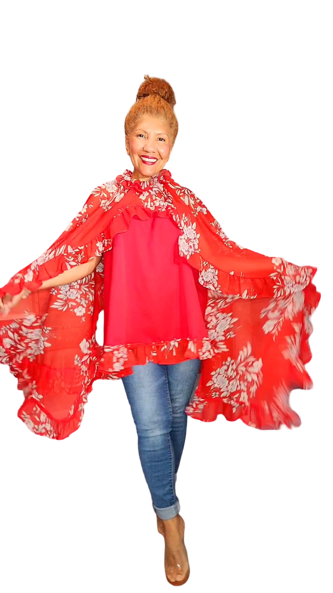 Florida Butterfly Top. Introducing our Butterfly Top-a unique and playful addition to your wardrobe. This stunning red top features elegant ruffles that will make you stand out from the crowd. With this one-of-a-kind design, this top is perfect...