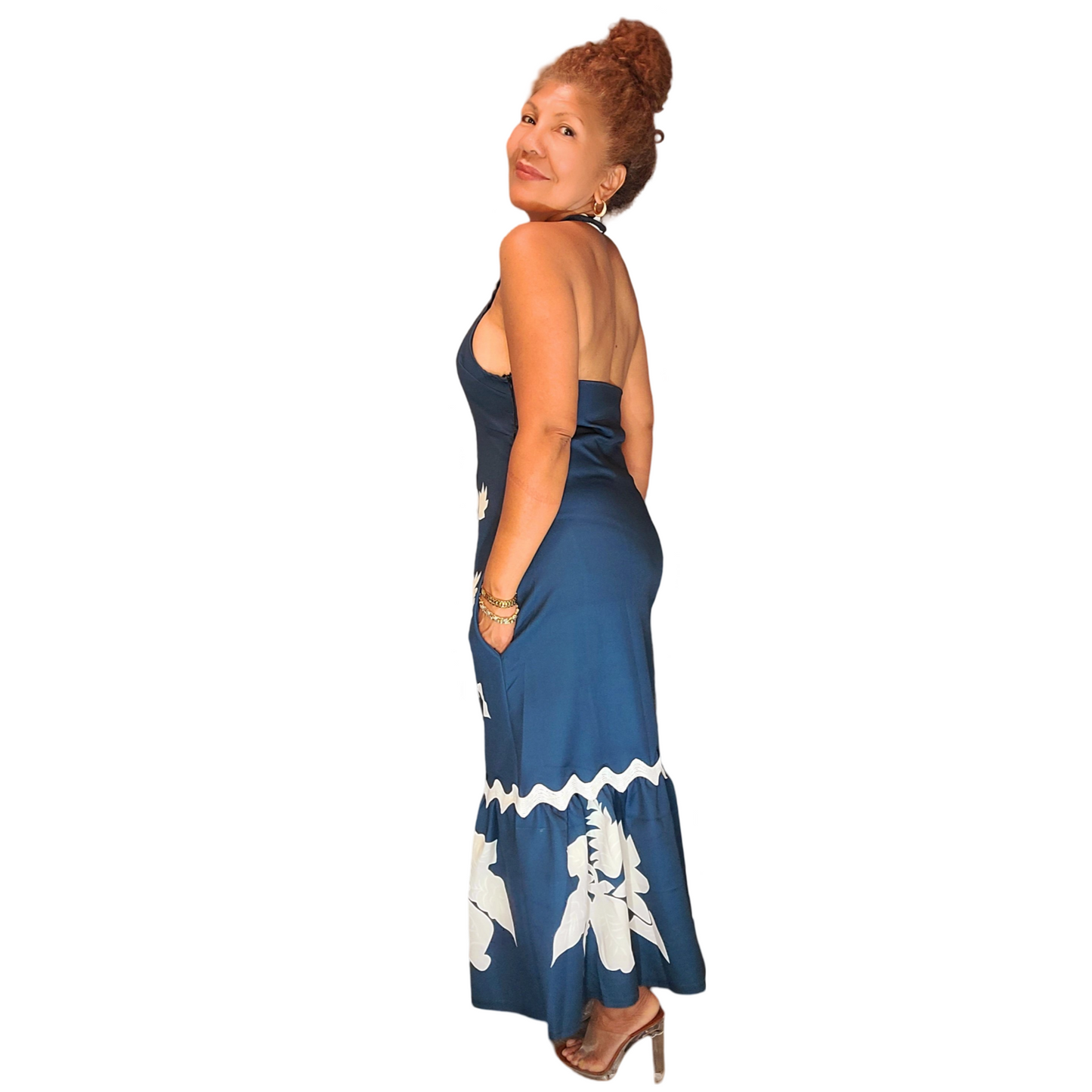 Infinite Impression Dress. Celebrate our clean, fresh world with this dress. We have the satisfaction to be a sustainable fashion store with big imagination. Matching trims and ruffles. Beautiful dress and comfortable. Halter design, unique and...