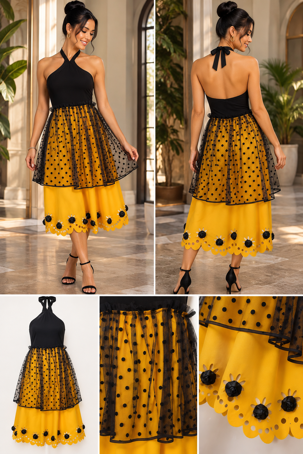 Sun & Shadow – One-of-a-Kind Upcycled Halter Dress