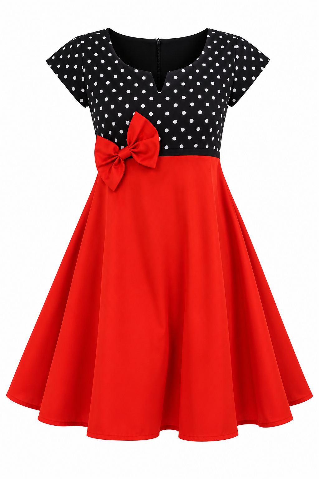 Vintage Charm – Red & Polka Dot Bow Dress