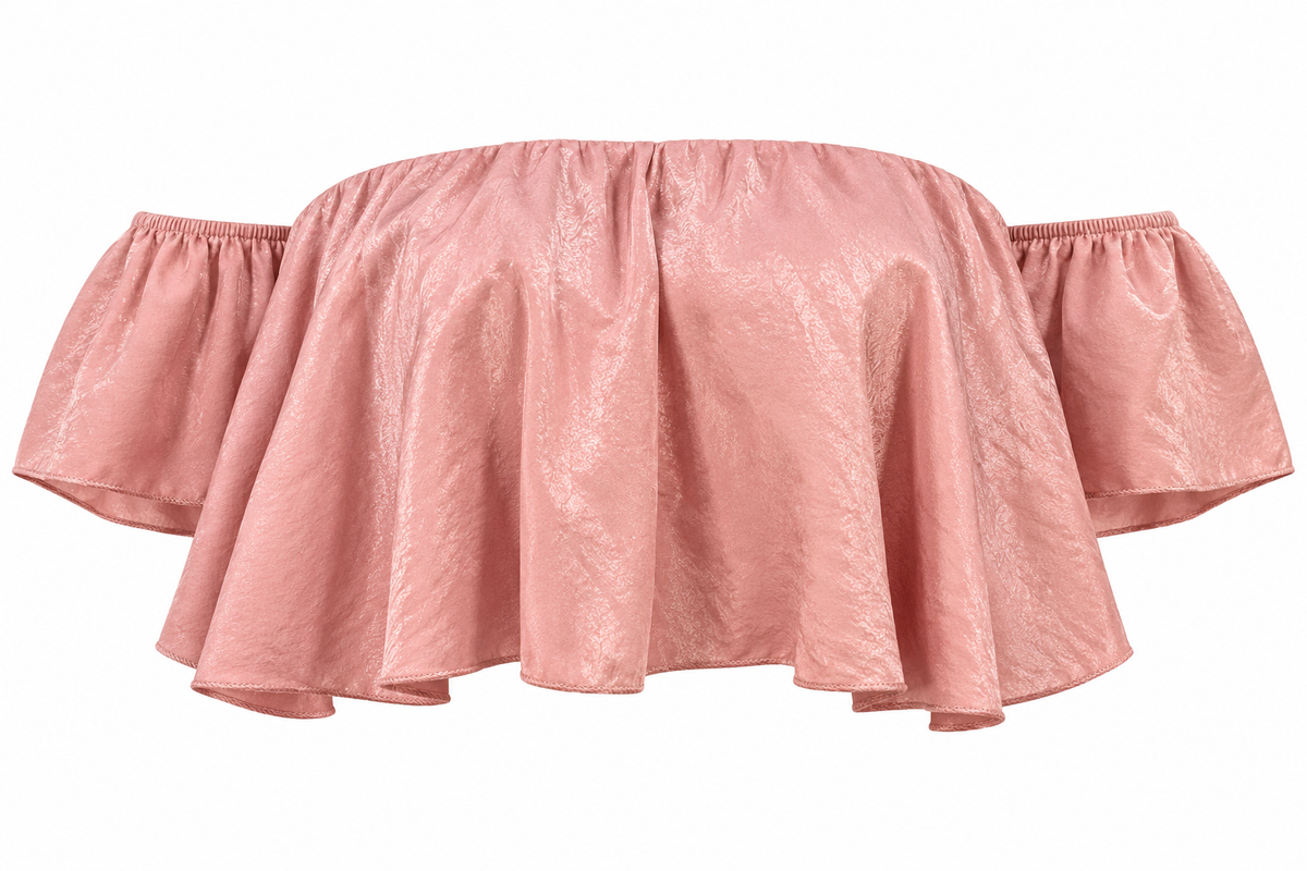 Blush Pink Off-the-Shoulder Ruffle Crop Top | Reimagined Fashion