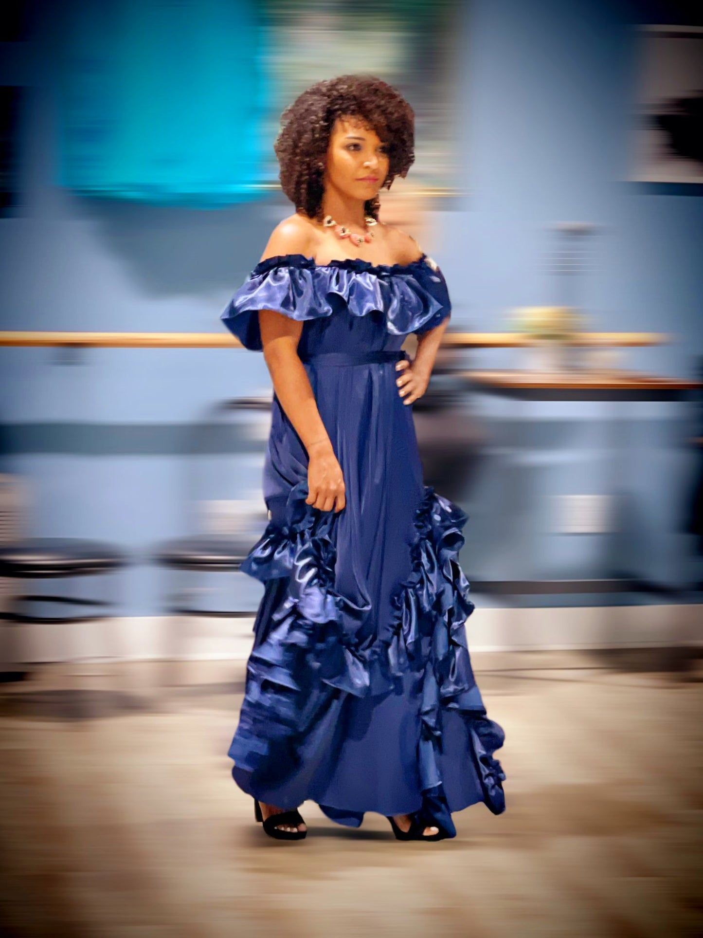 Blue Sky Dress has lots of uniqueness and creativity. Feel free and fly. Touch the sky!!! There is something magical about this dress that will have you smiling until you take it off. Ruffles in all the right places, our favorite...
