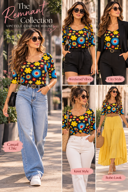 Retro Flower Power – Stretch Crop Top