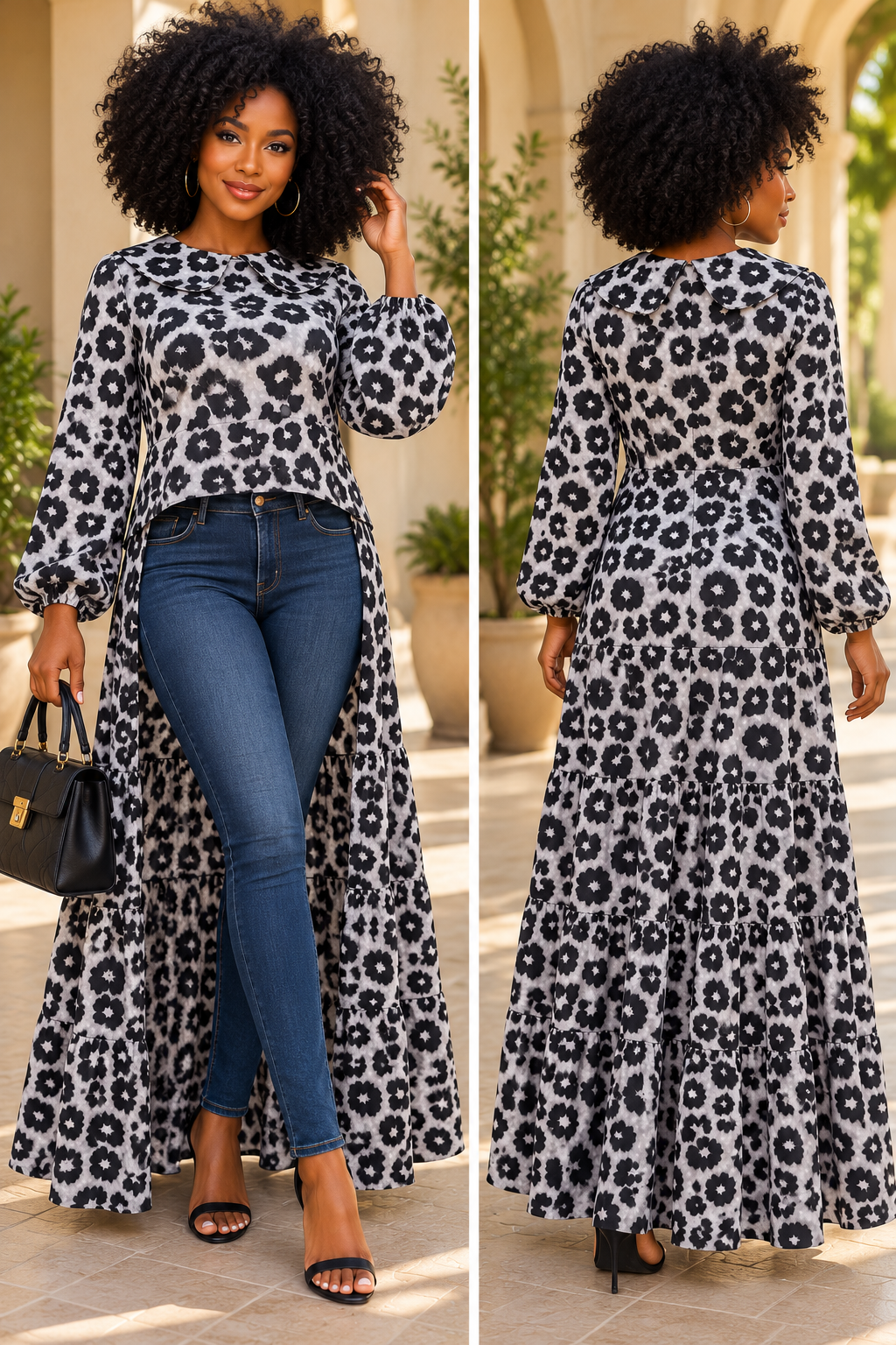 Wild Elegance – Reimagined Leopard Print High-Low Cover-Up Size M+