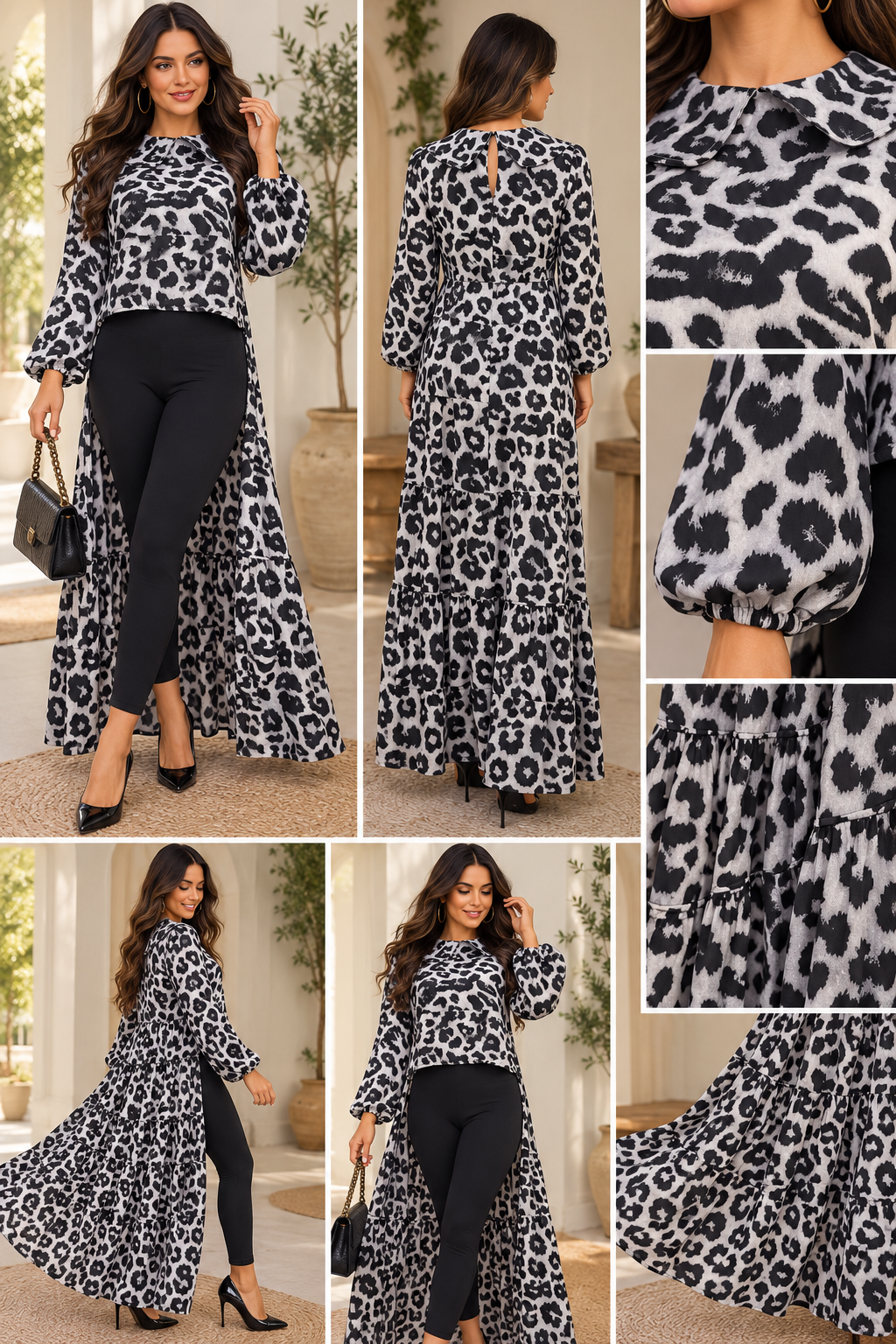 Wild Elegance – Reimagined Leopard Print High-Low Cover-Up Size M+