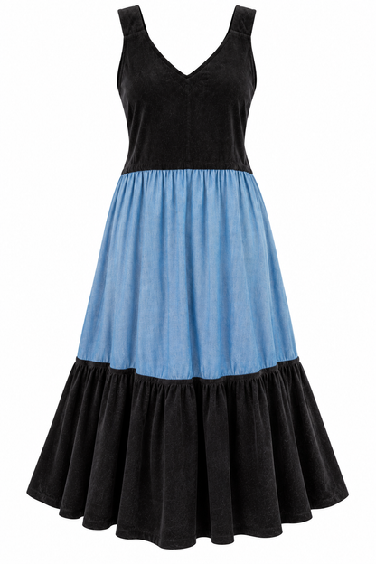 From Ordinary to Extraordinary – Reimagined Black & Blue Midi Dress