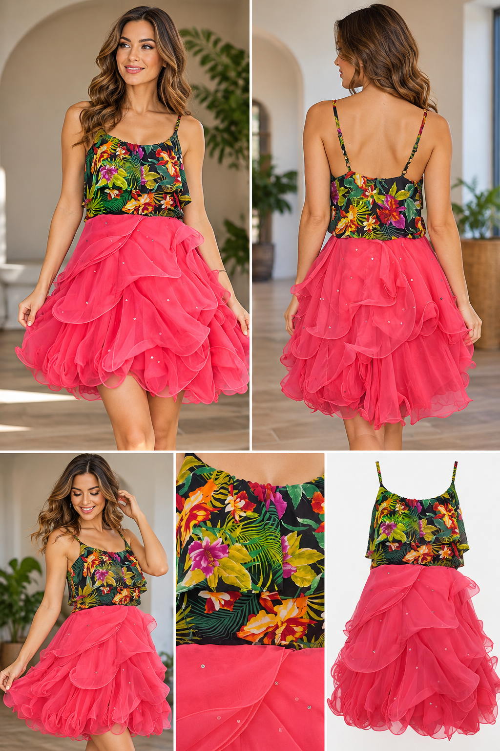 Tropical Meets Romance – One-of-a-Kind Upcycled Party Dress
