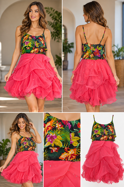 Tropical Meets Romance – One-of-a-Kind Upcycled Party Dress