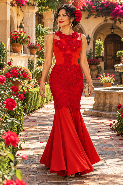 Scarlet Rose Garden – Reimagined Red Evening Gown