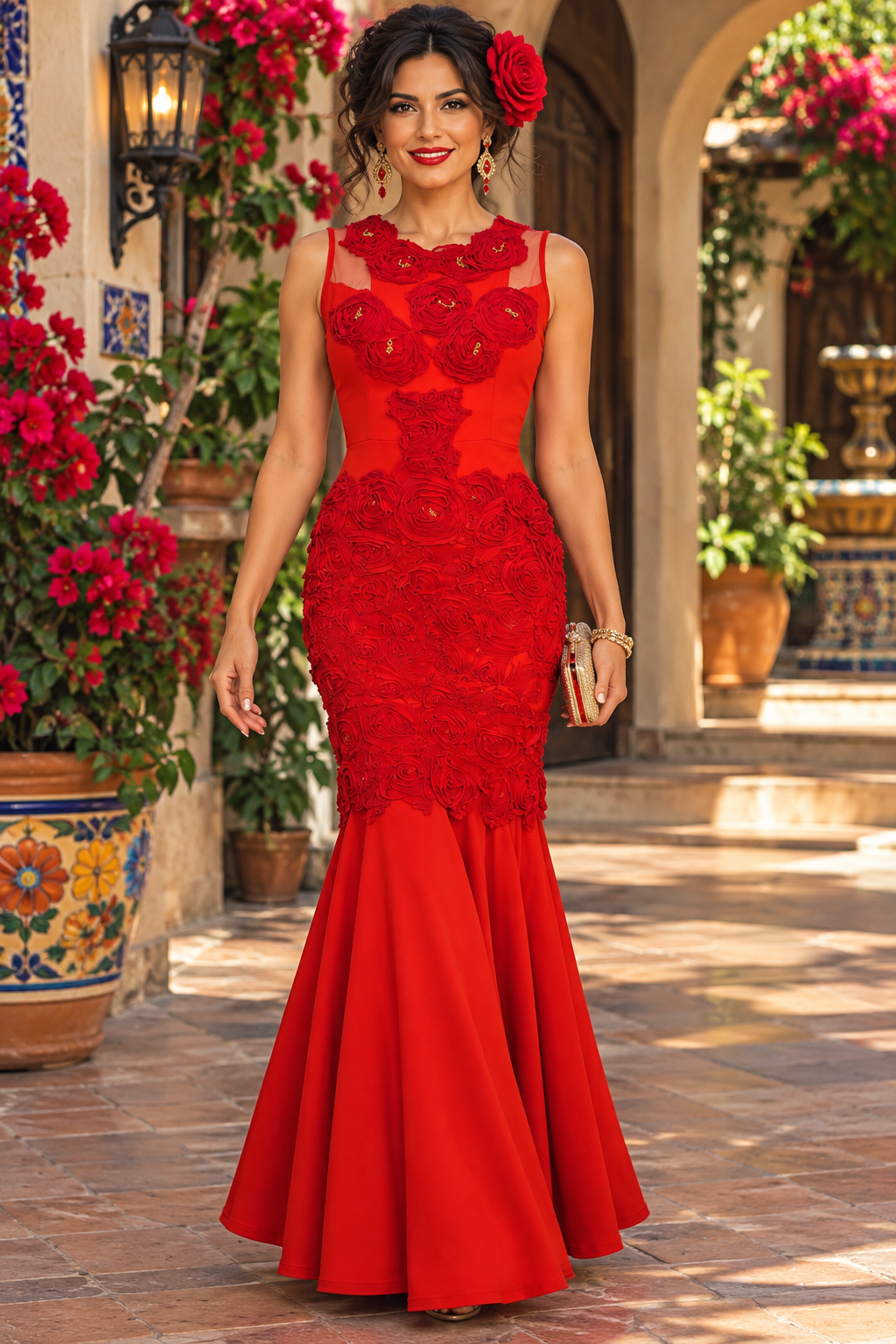 Scarlet Rose Garden – Reimagined Red Evening Gown