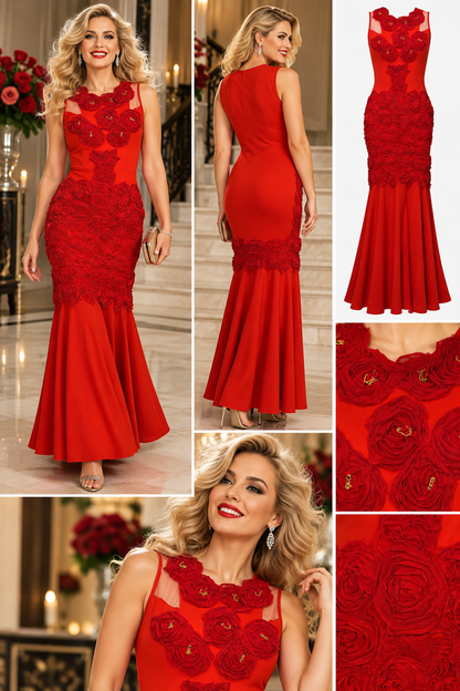Scarlet Rose Garden – Reimagined Red Evening Gown
