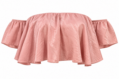 Blush Pink Off-the-Shoulder Ruffle Crop Top | Reimagined Fashion