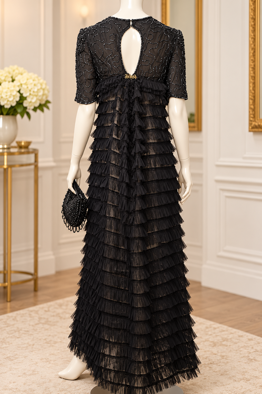 Midnight Romance – One-of-a-Kind Upcycled Black Evening Gown