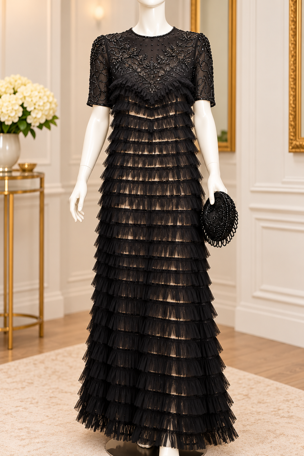 Midnight Romance – One-of-a-Kind Upcycled Black Evening Gown