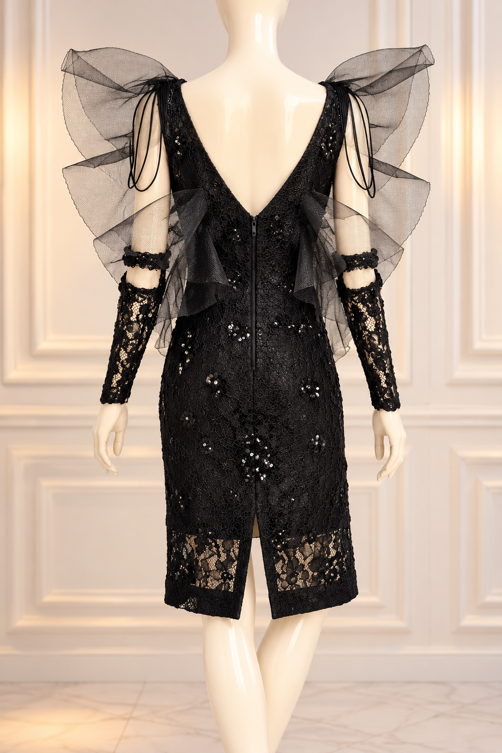 Midnight Butterfly – One-of-a-Kind Upcycled Black Lace Couture