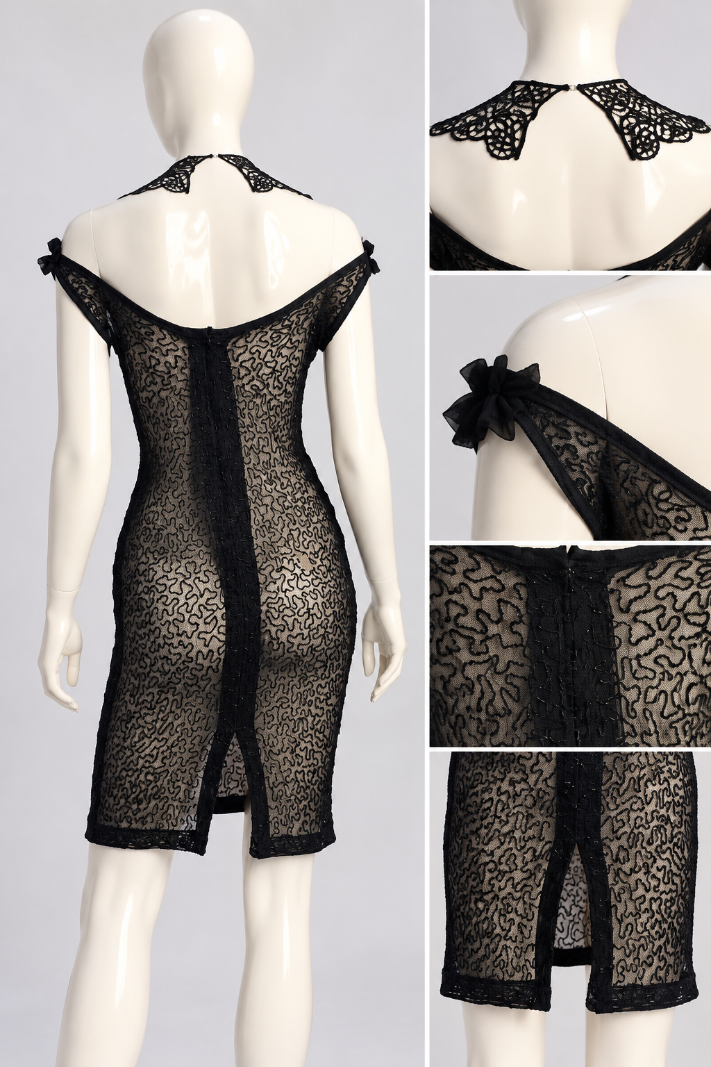 Midnight Romance – Redesigned Black Sheer Lace Cocktail Dress