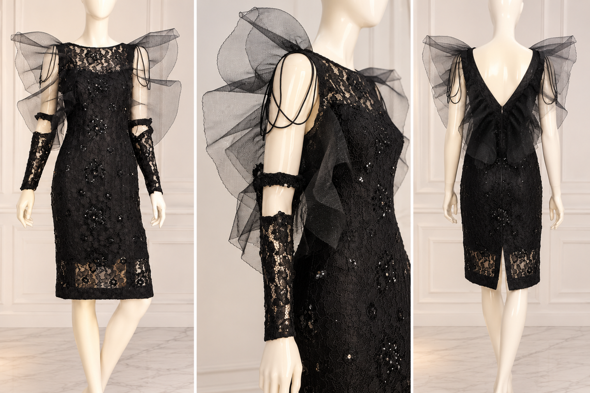Midnight Butterfly – One-of-a-Kind Upcycled Black Lace Couture