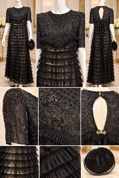 Midnight Romance – One-of-a-Kind Upcycled Black Evening Gown