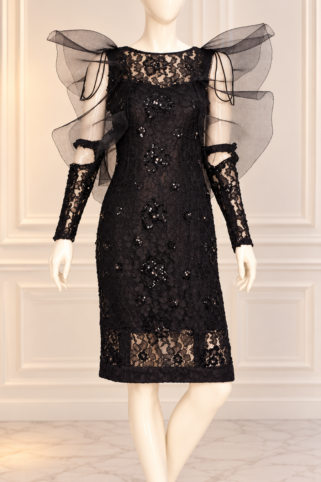 Midnight Butterfly – One-of-a-Kind Upcycled Black Lace Couture