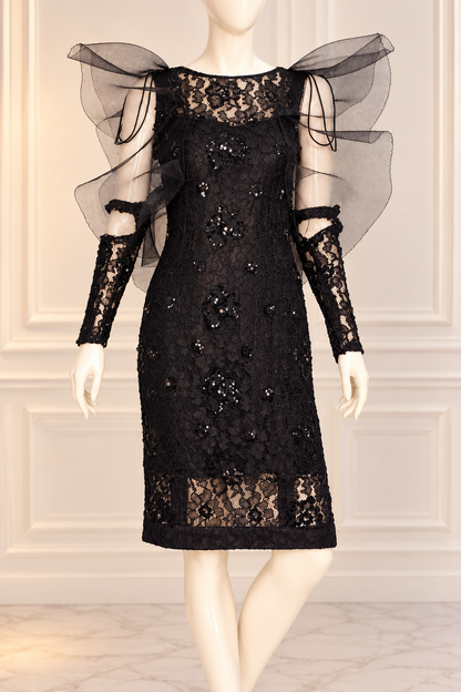 Midnight Butterfly – One-of-a-Kind Upcycled Black Lace Couture