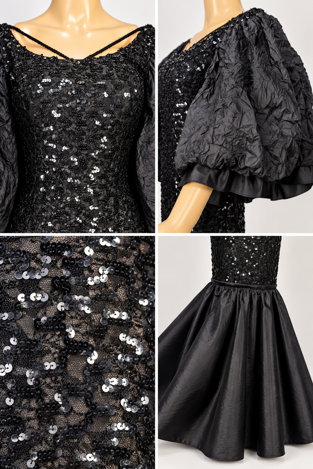 Midnight Drama – One-of-a-Kind Upcycled Black Sequin Mermaid Gown