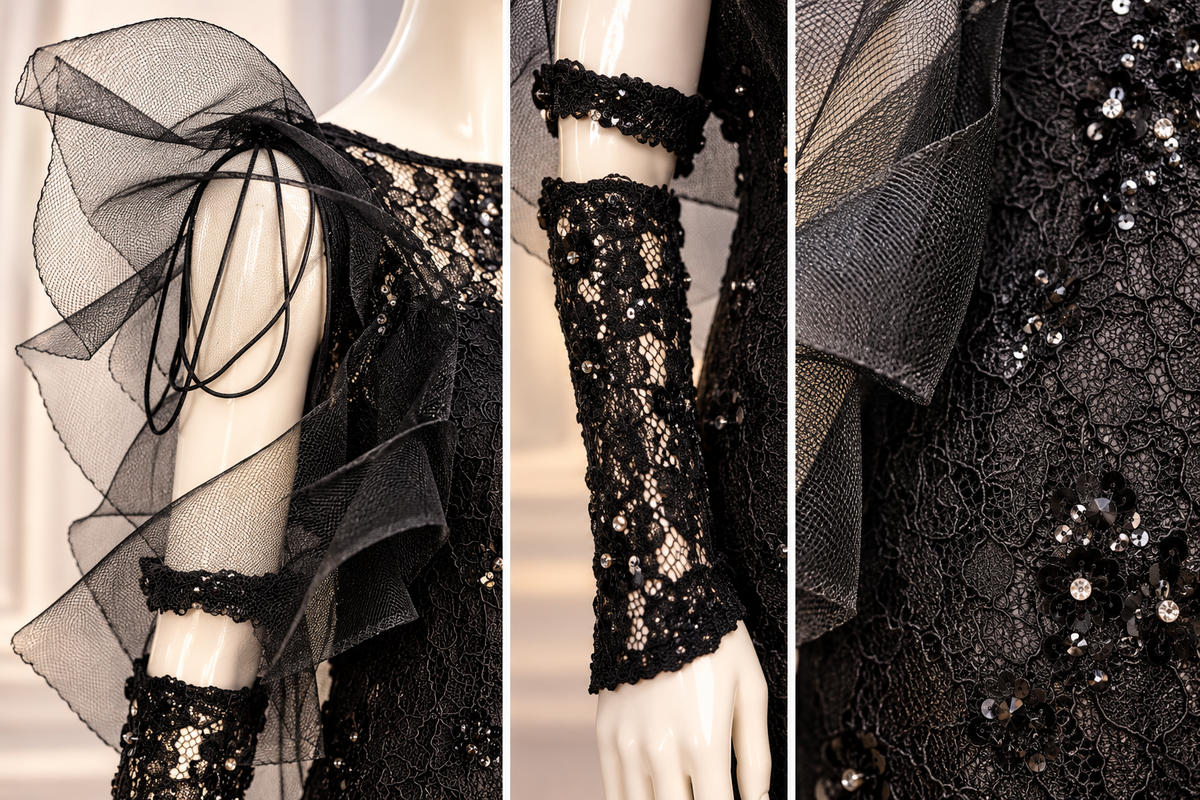 Midnight Butterfly – One-of-a-Kind Upcycled Black Lace Couture