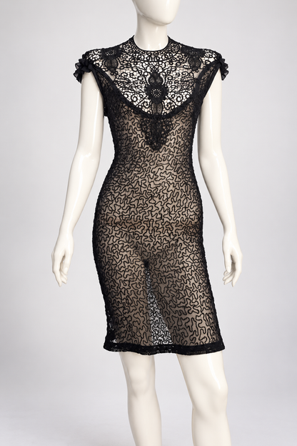 Midnight Romance – Redesigned Black Sheer Lace Cocktail Dress