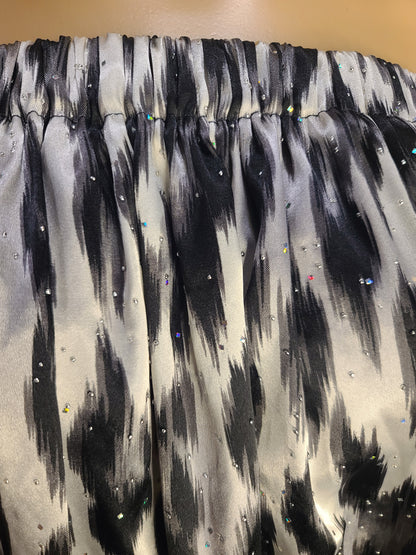 Women’s Strapless Tube Top M Abstract Black White Gray Beaded Sequin Pullover
