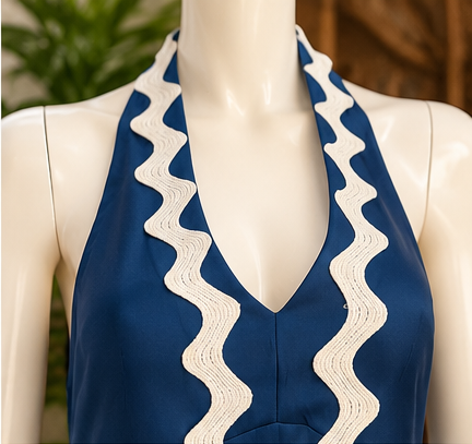 Coastal Blue – One-of-a-Kind Upcycled Halter Dress